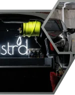 Professional car detailing setup by Lustrd Detailing in Sydney, featuring high-end mobile equipment and pressure washers.